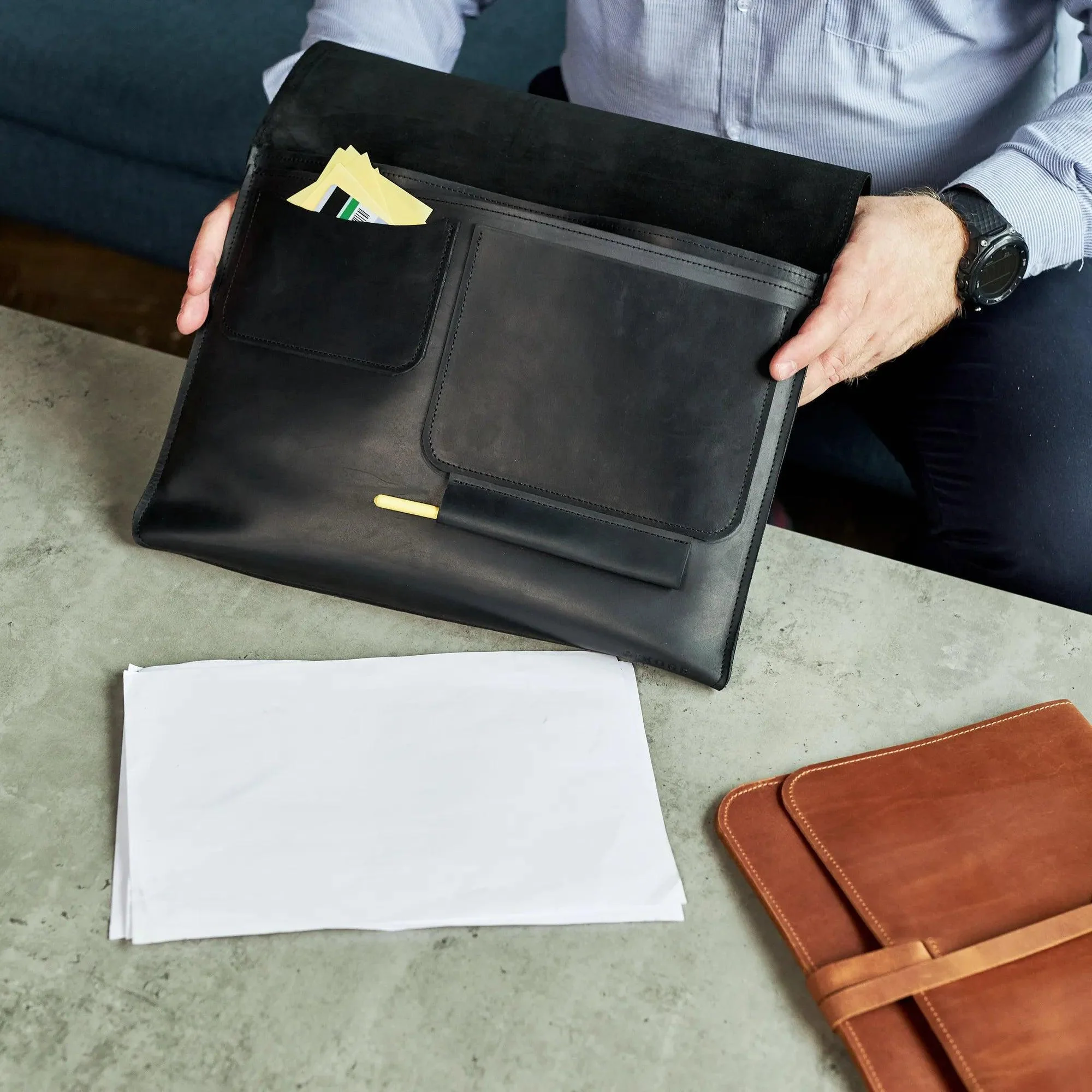 Leather MacBook Sleeve with Tie Closure - Image 11