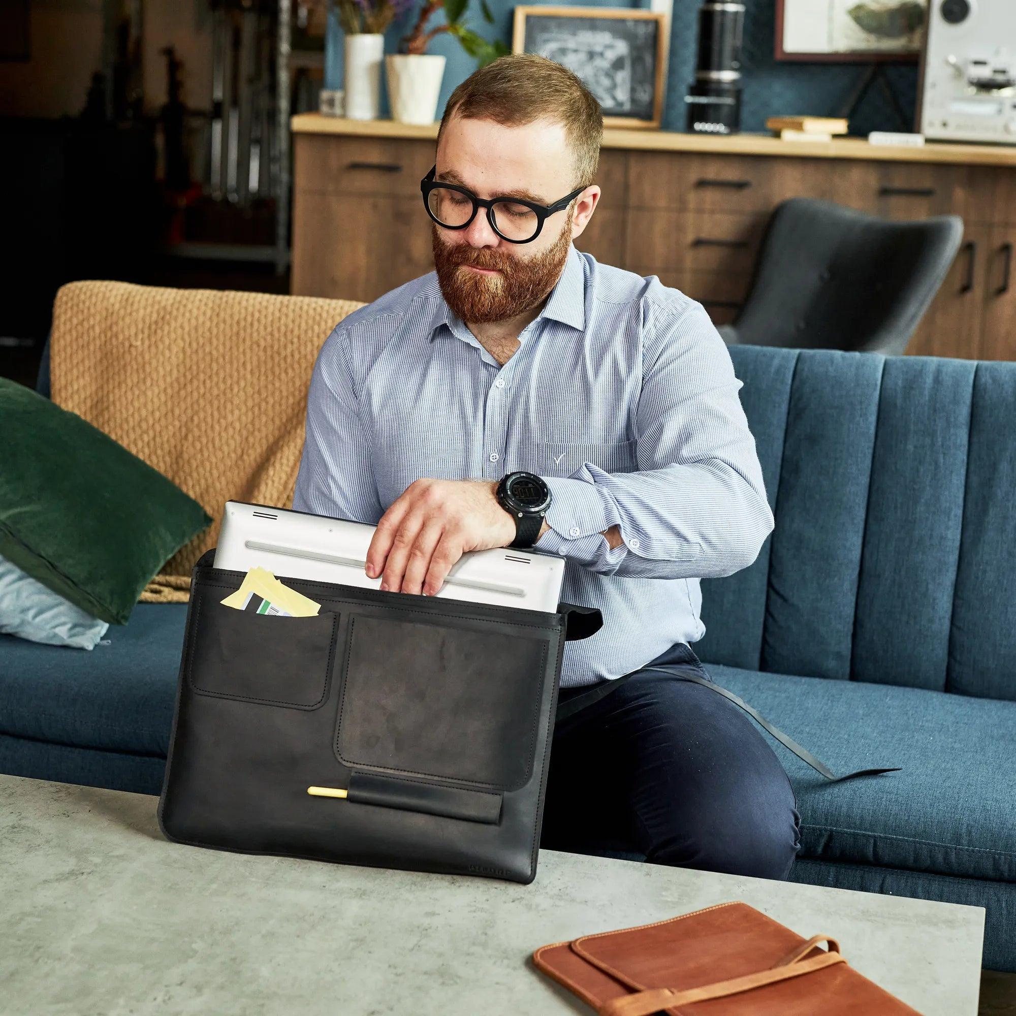 Leather MacBook Sleeve with Tie Closure - Image 8