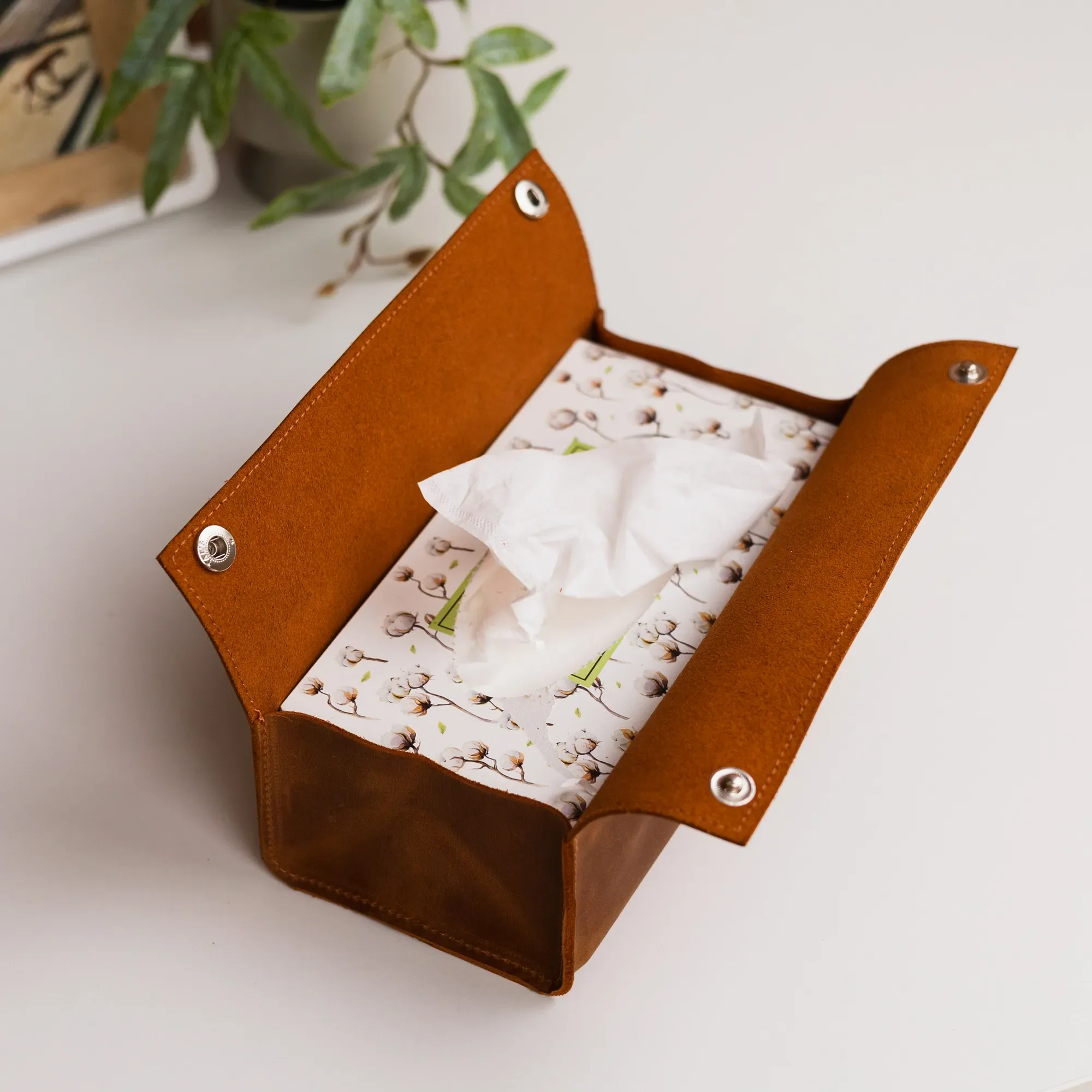 Leather Tissue Box Cover - Image 3