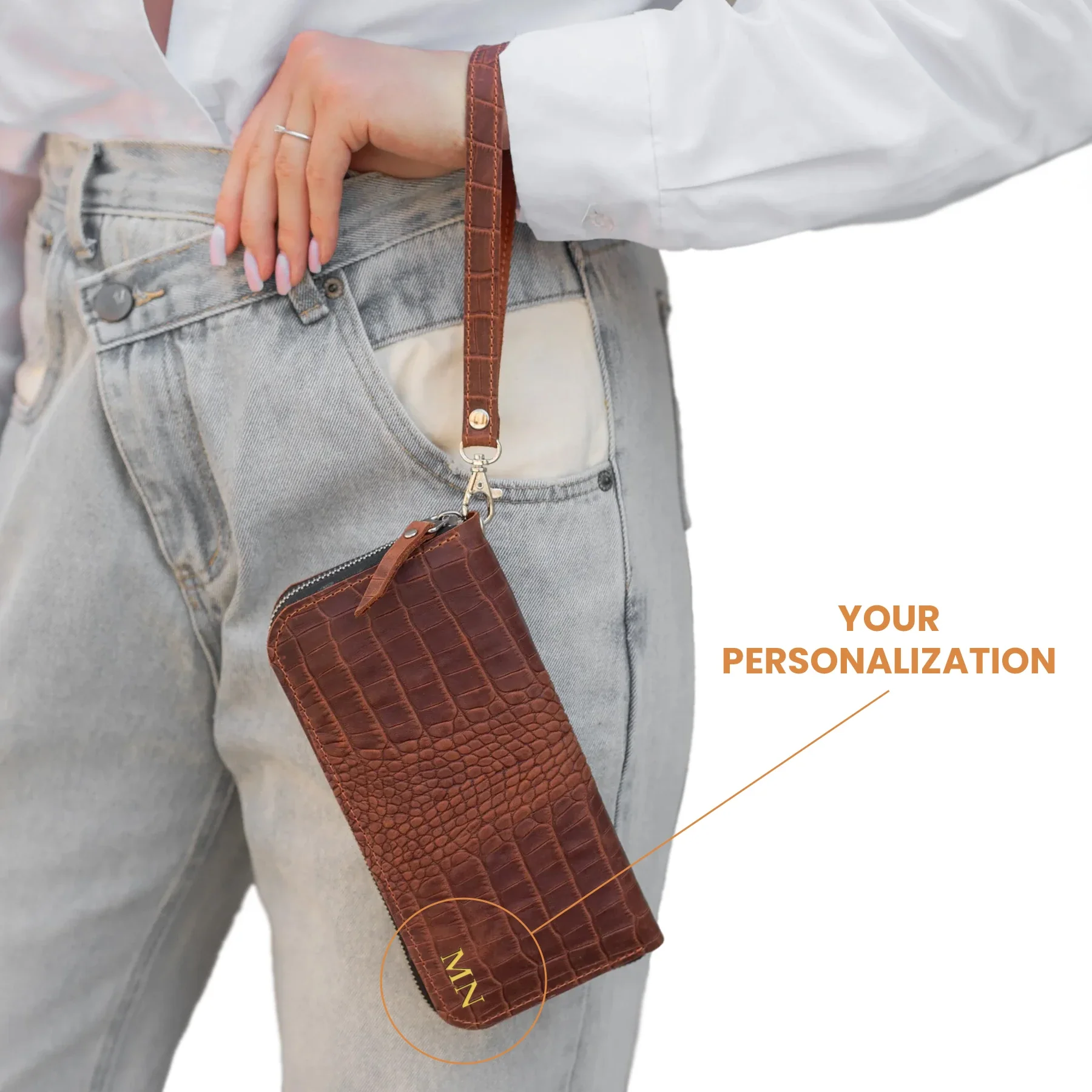 Leather Wallet with Wrist Strap - Image 2